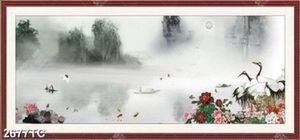 Tranh chim Hạc và hoa mẫu đơn