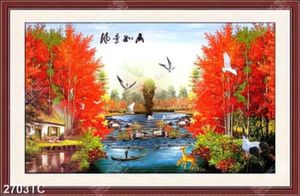 Tranh phong cảnh mùa thu trên sông