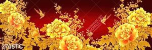 Tranh tài lộc hoa mẫu đơn vàng