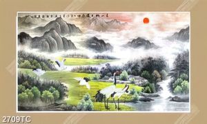 Tranh sơn dầu phong cảnh và chim hạc