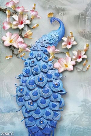 Tranh lụa 3D chim công
