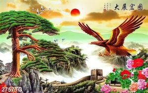 Tranh cây tùng vàchim đại bàng