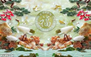 Tranh giả ngọc chim Hạc in gạch đẹp