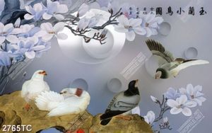 Tranh hoa mộc lan và chim