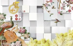 Tranh chim công nền 3D