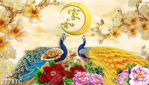 Tranh đôi công và hoa mẫu đơn