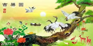 Tranh sơn dầu đàn Hạc và cây tùng