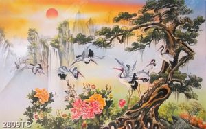 Tranh sơn dầu đàn chim Hạc