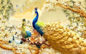 Tranh đôi chim công và hoa mộc lan