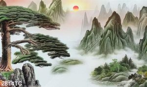 Tranh cây tùng trên núi
