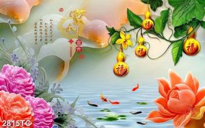 Tranh các chép và hoa mẫu đơn
