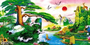 Tranh sơn dầu thuận buồm xuôi gió in kính đẹp