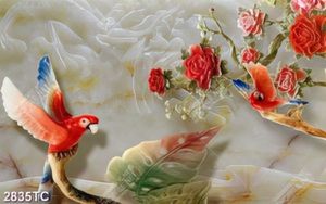 Tranh giả ngọc hoa mẫu đơ và chim