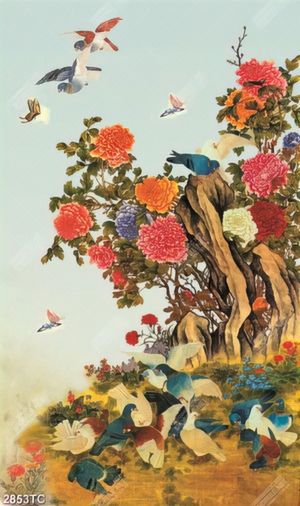 Tranh cây hoa mẫu đơn
