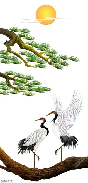 Tranh chim Hạc và cây Tùng