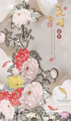 Tranh phù điêu hoa mẫu đơn