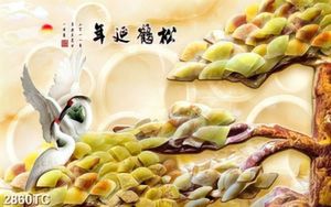 Tranh phù điêu cây Tùng và chim Hạc