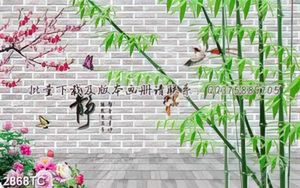 Tranh cây đào và tre