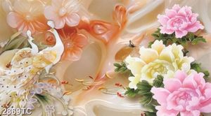 Tranh chim công và hoa mẫu đơn