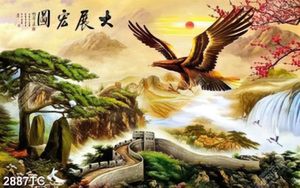 Tranh chim đại bàng và cây tùng