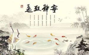 Tranh cá chép và chim Hạc