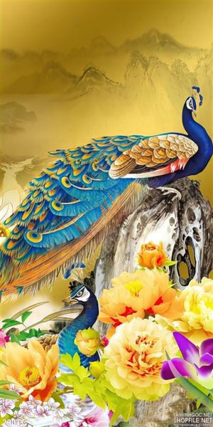 Tranh chim công và hòn đá nhỏ