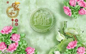 Tranh giả ngọc hoa mẫu đơn và chim công