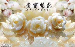 Tranh hoa mẫu đơn nền giả ngọc