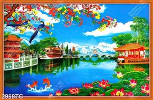 Tranh phong cảnh đền chùa Trung Quốc