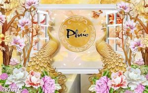 Tranh cửa sổ đôi chim công