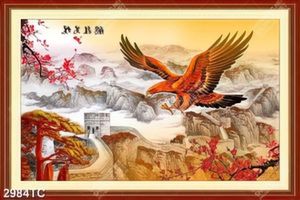 Tranh hoa đào và chim đại bàng