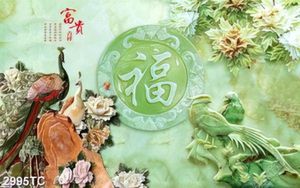 Tranh giả ngọc đôi chim công