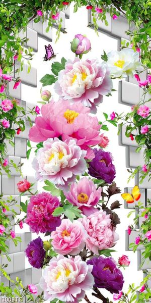 Tranh hoa mẫu đơn nền 3D