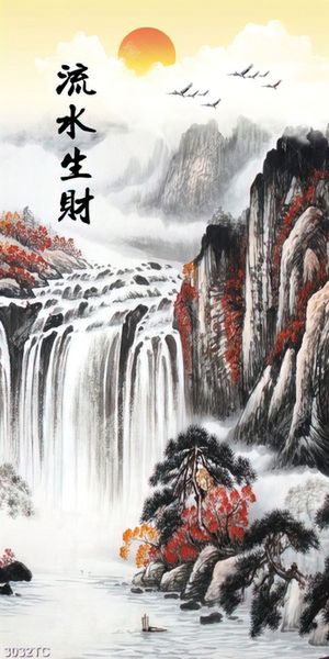 Tranh sơn dầu thác nước phong thuỷ