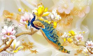 Tranh chim công trên cành hoa mộc lan