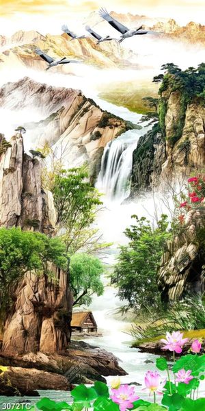 Tranh sơn thủy thác nước