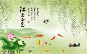 Tranh thư pháp cá chép Koi