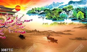 Tranh phong cảnh chùa trên núi