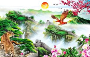 Tranh vạn lý trường thành, hổ và đại bàng