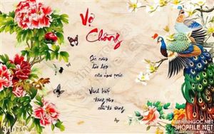 Tranh chim công vợ chồng yêu thương nhau