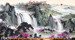 Tranh thủy mặc mừng xuân