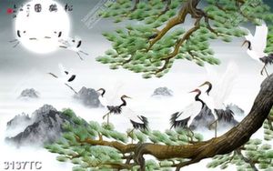 Tranh chim hạc và cây tùng