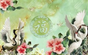Tranh chim Hạc thư pháp gải ngọc đẹp