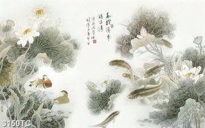 Tranh thư pháp hoa Sen
