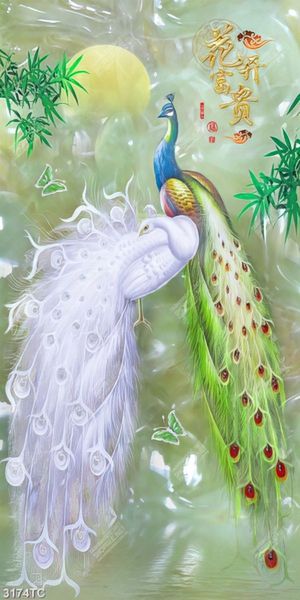 Tranh đôi chim công và cây tre