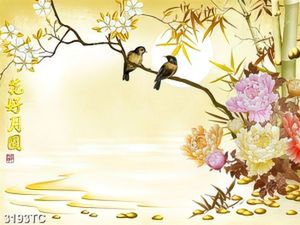 Tranh hoa mẫu đơn và đôi chim