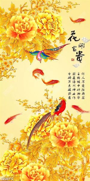 Tranh tài lộc hoa mẫu đơn và chim công