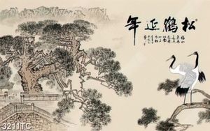 Tranh chim Hạc và cây tùng