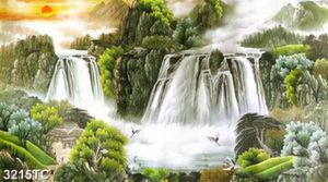 Tranh sơn dầu thác và núi