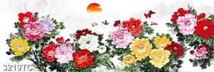 Tranh hoa mẫu đơn in trah thêu đẹp